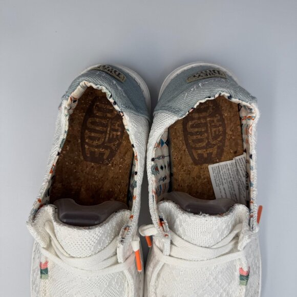 Hey Dude Loafers Women 8 White Crochet Wendy Boho Pristine - Picture 7 of 14